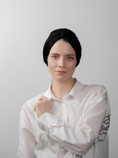 Shimmering multifunctional headwrap - black
