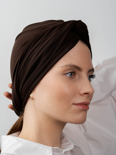 Multifunctional headwrap - darkbrown