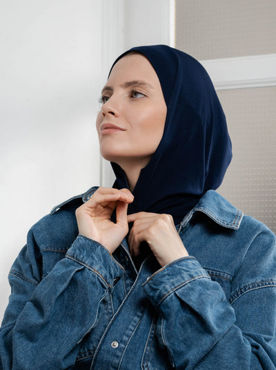 Zip hijab - navy blue