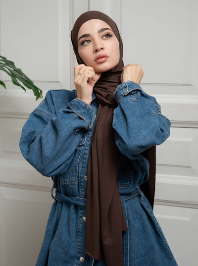Ultra-soft Jersey Hijab - darkbrown