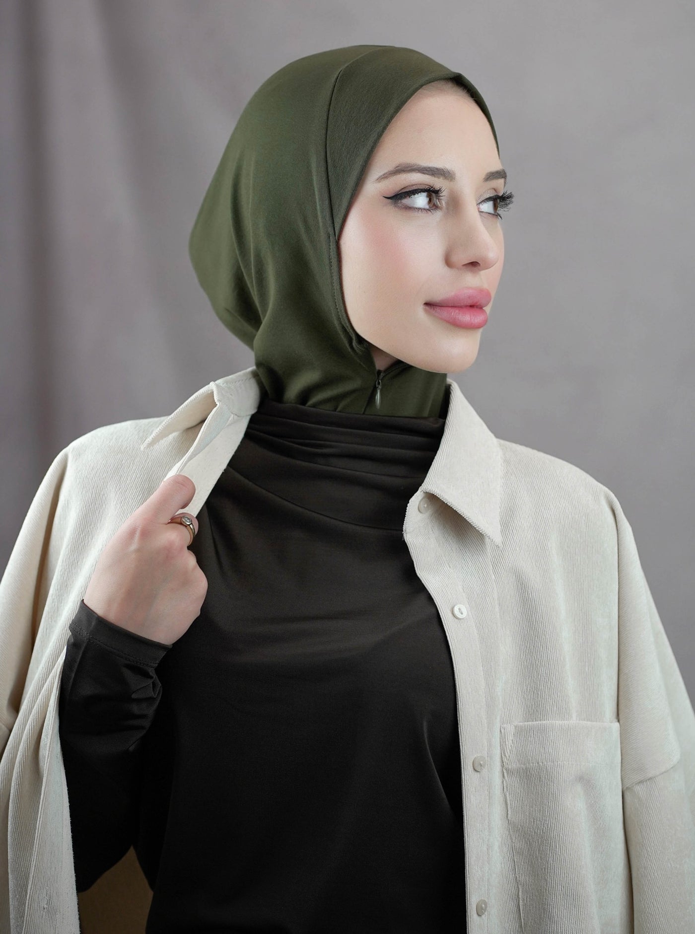 Zip hijab - army green