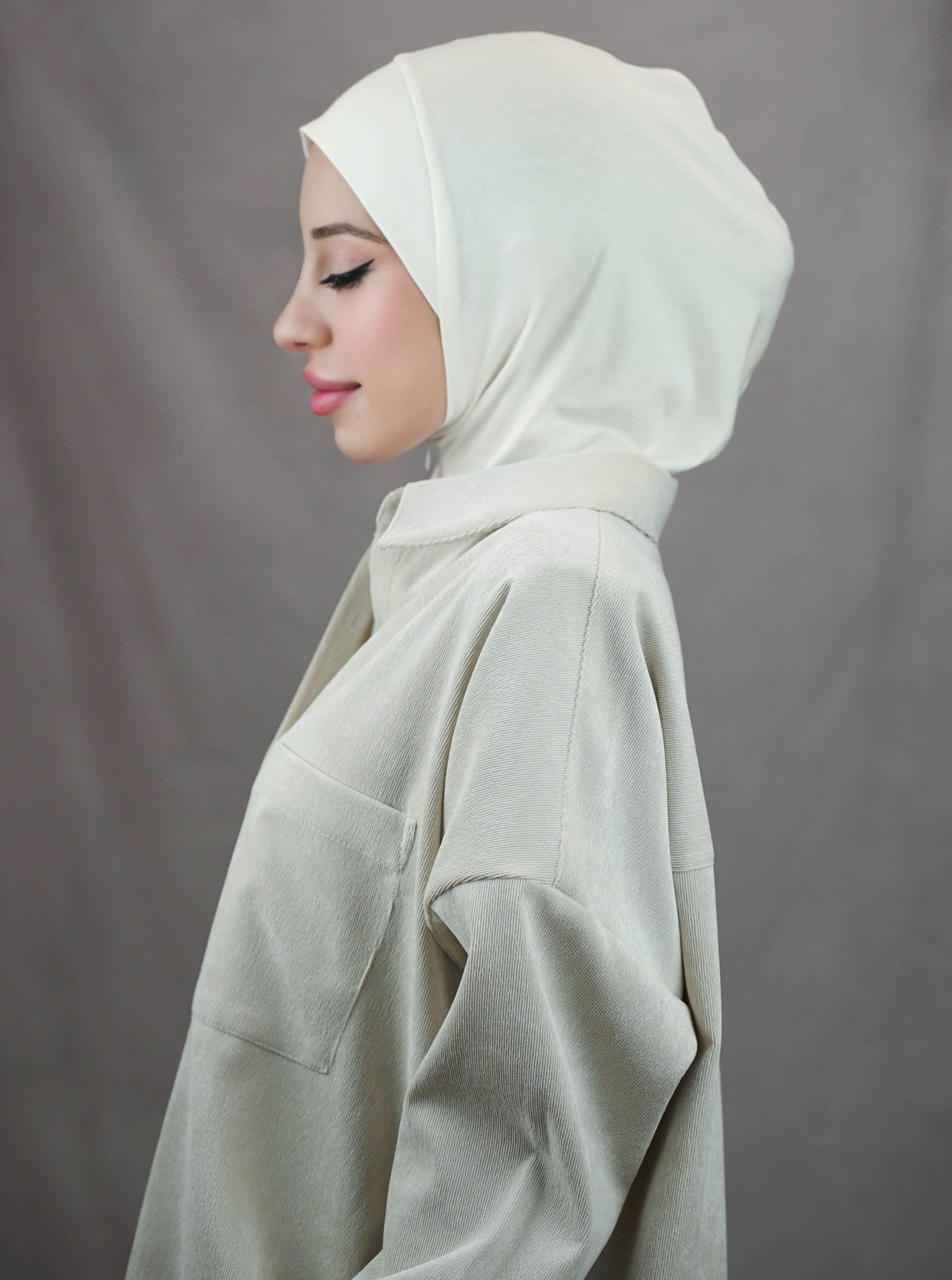 Zip hijab - warm white