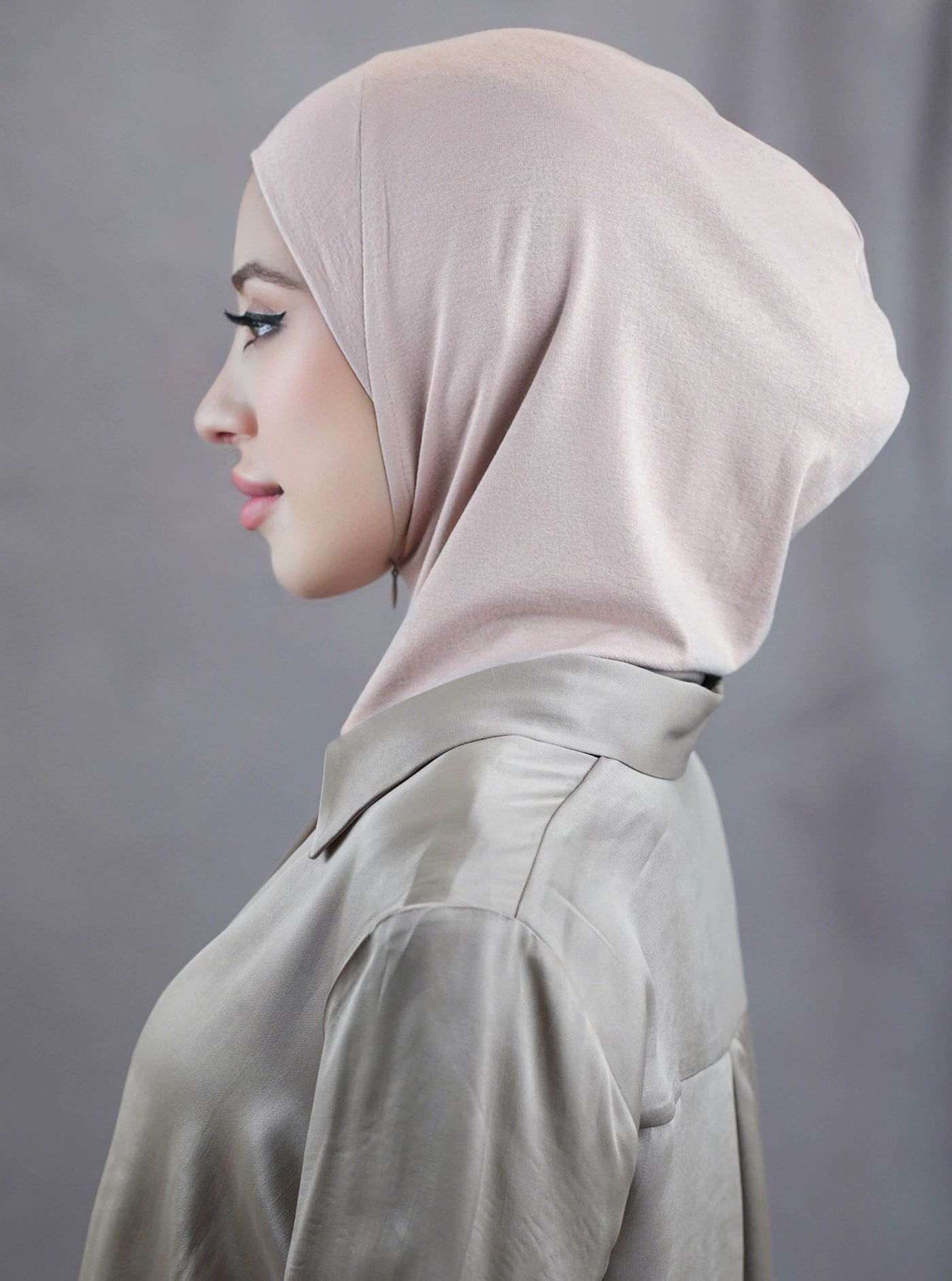 Zip hijab - lightrose-beige