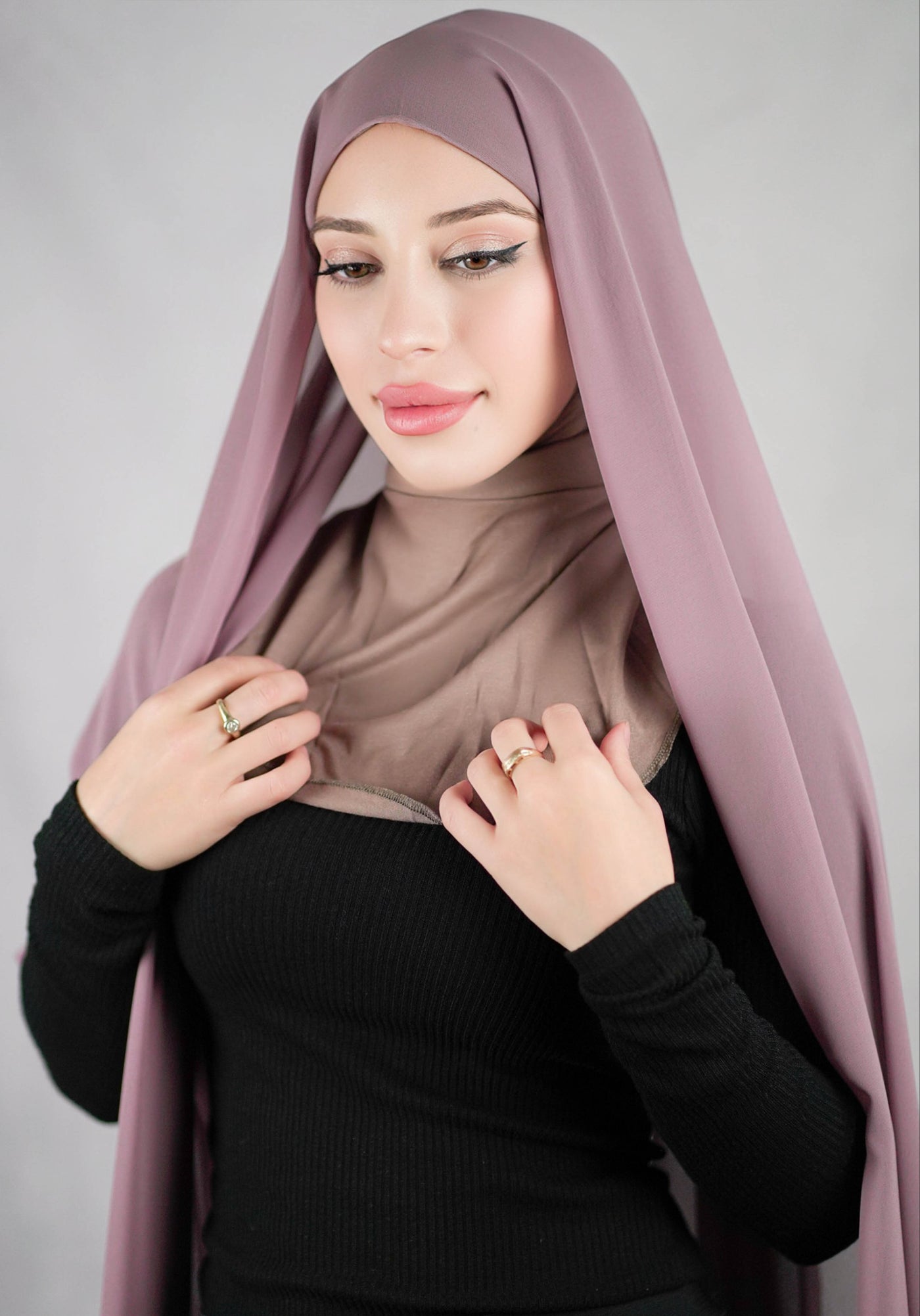 Instant Chiffon Hijab with full-coverage underscarf - lilac