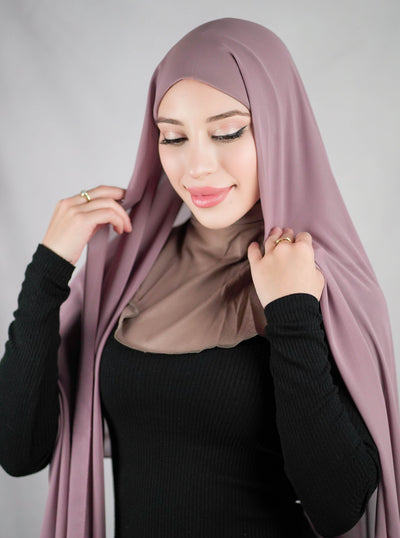 Instant Chiffon Hijab with full-coverage underscarf - lilac
