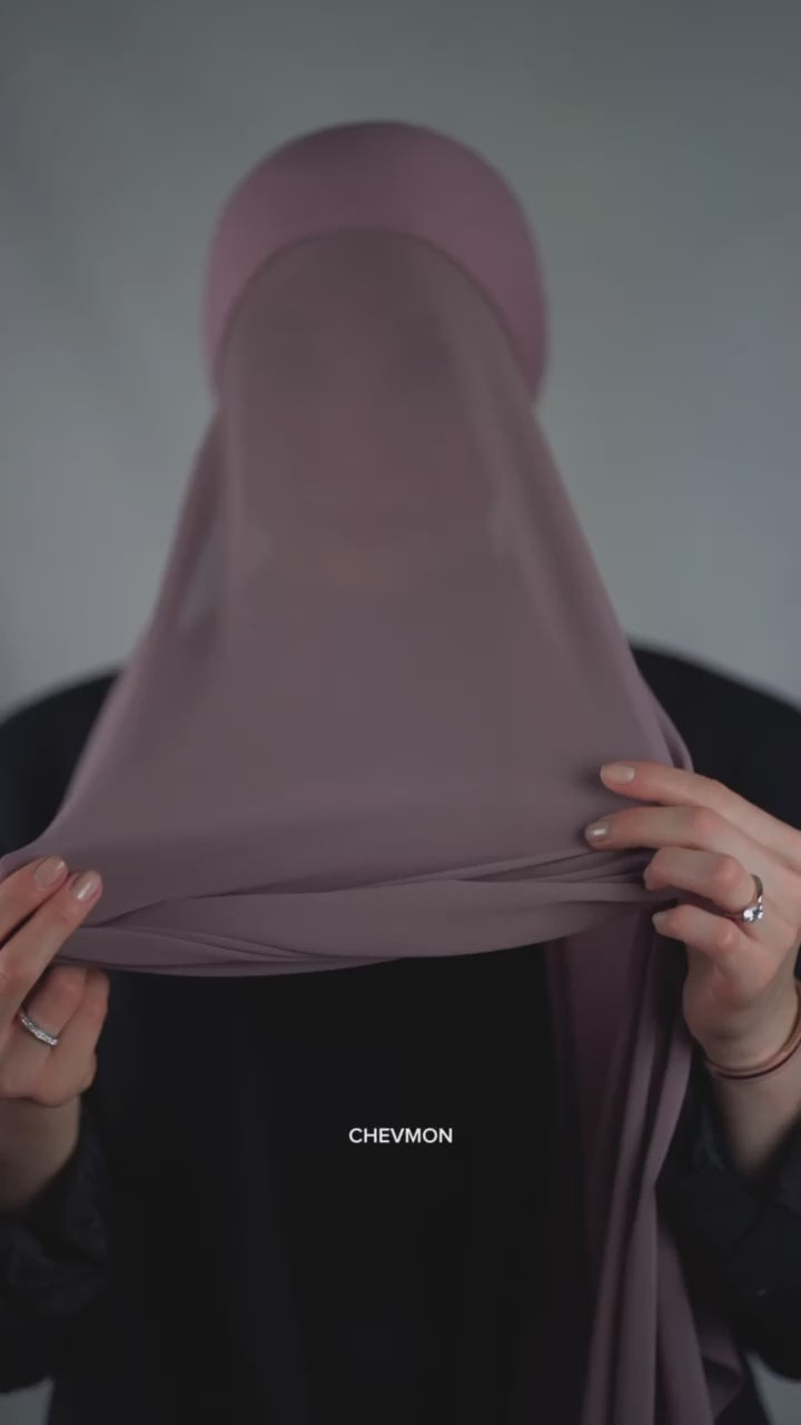 Instant Chiffon Hijab with undercap - dark mauve