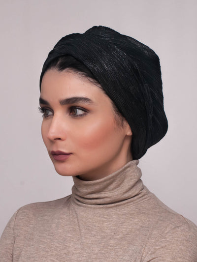 Shimmering practical turban - black - CHEVMON