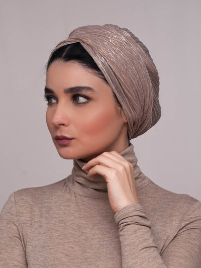 Shimmering practical turban - rose - CHEVMON