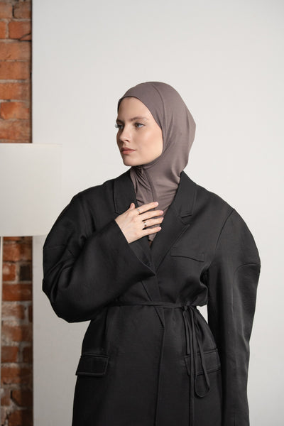 Hijab mit Reißverschluss – dunkelgrau