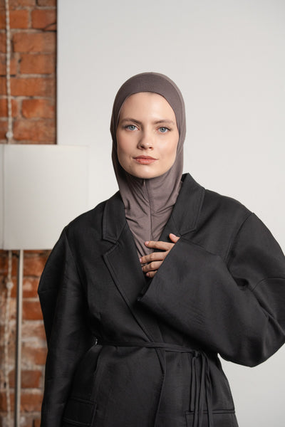 Hijab mit Reißverschluss – dunkelgrau