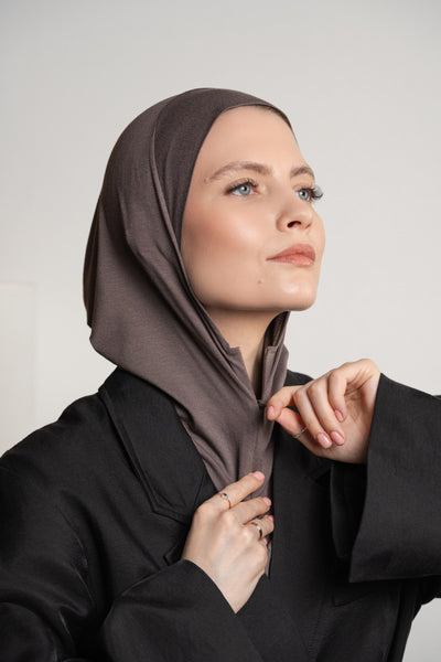 Hijab mit Reißverschluss – dunkelgrau