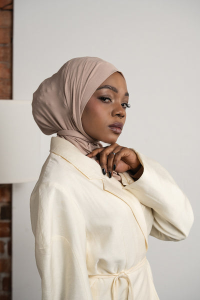 Hijab pratique 3en1 - rose clair-beige