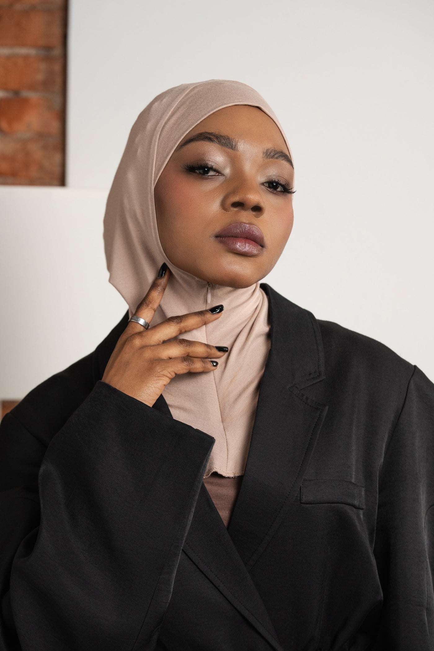 Zip hijab - lightrose-beige