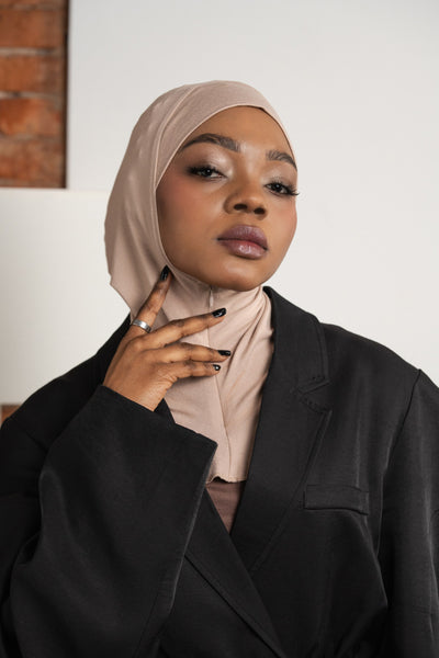 Zip hijab - lightrose-beige