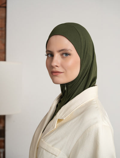 Hijab mit Reißverschluss – armeegrün