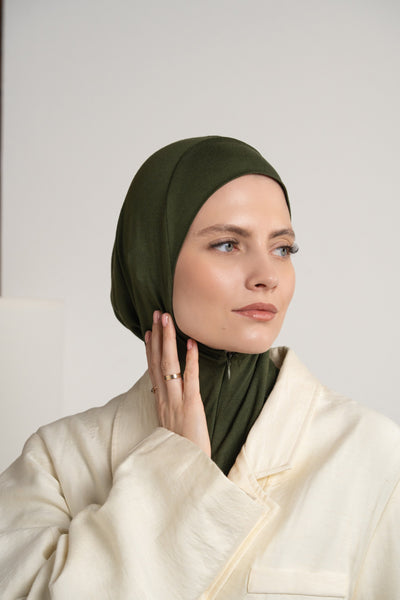 Hijab mit Reißverschluss – armeegrün