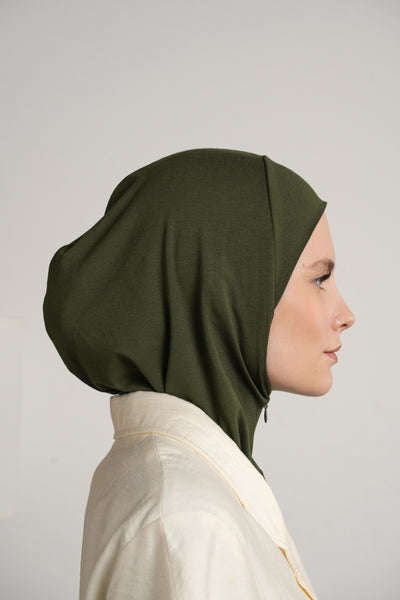 Hijab mit Reißverschluss – armeegrün