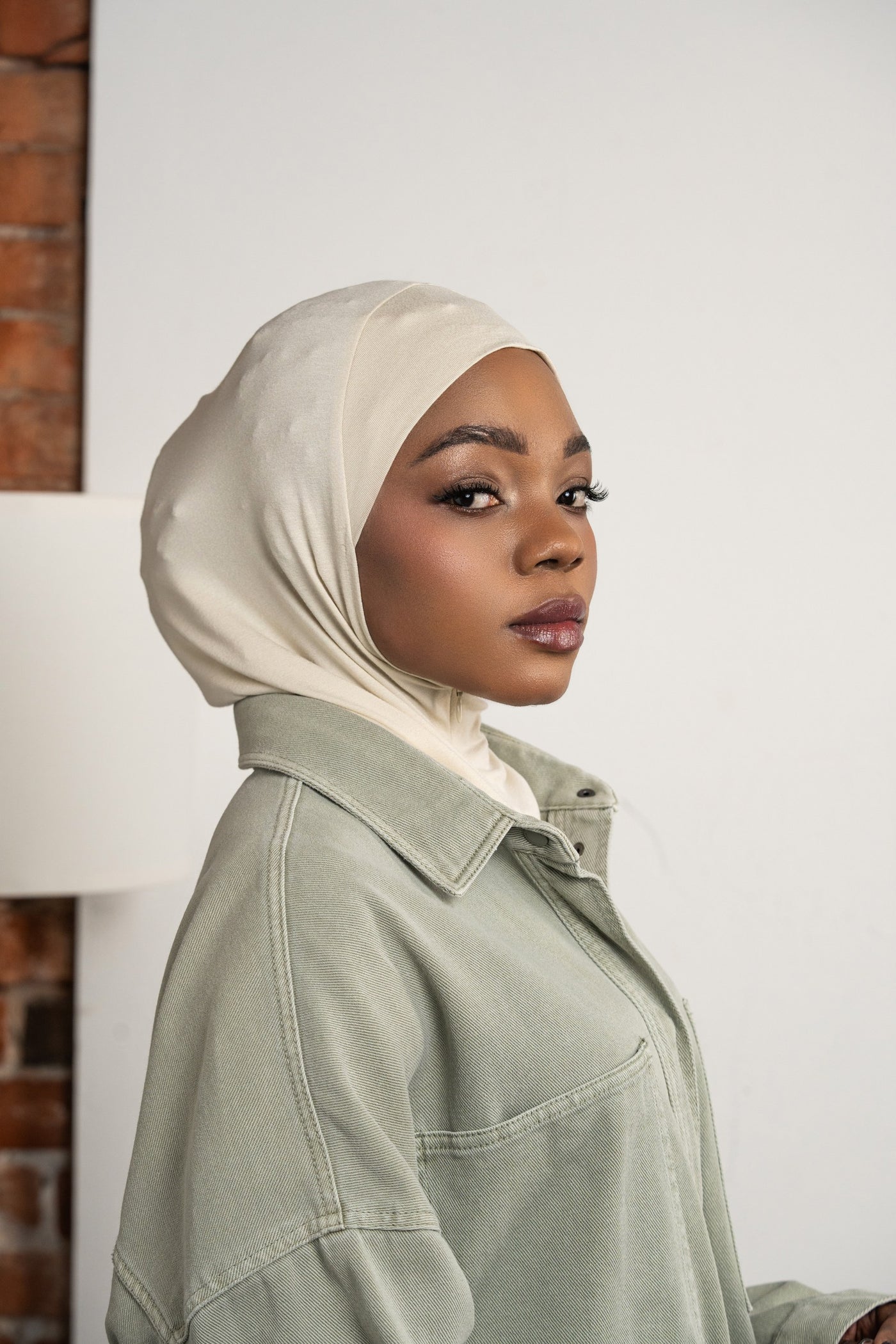 Hijab zippé - crème