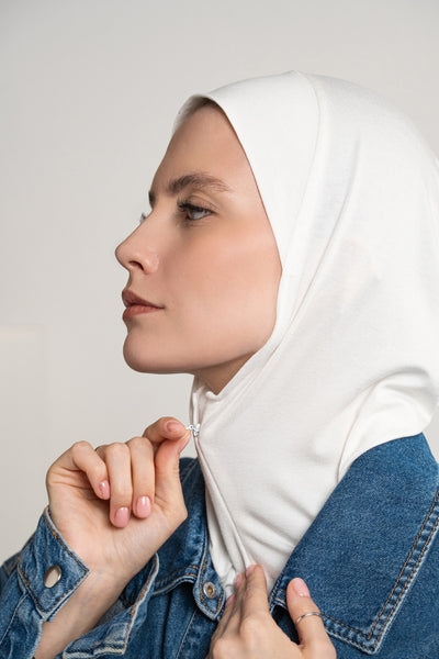 Hijab zippé - blanc chaud