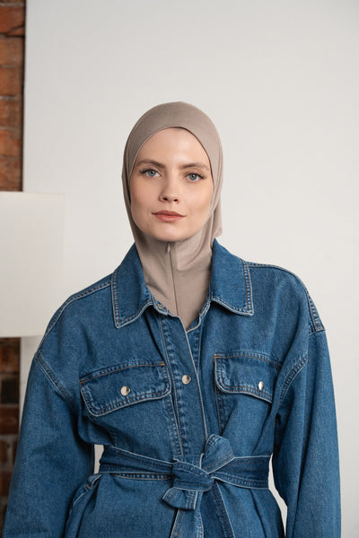 Hijab zippé - taupe