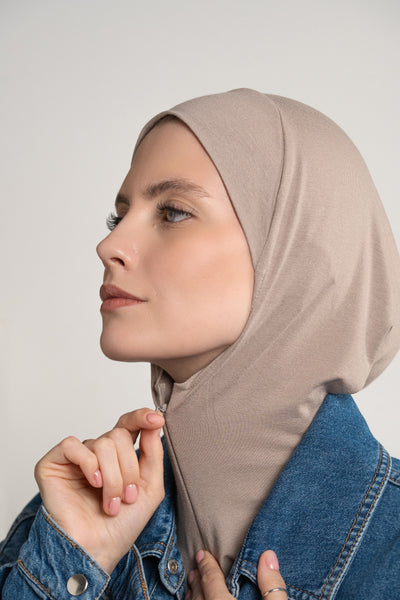 Hijab zippé - taupe