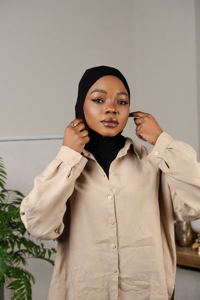 Hijab mit Reißverschluss – schwarz
