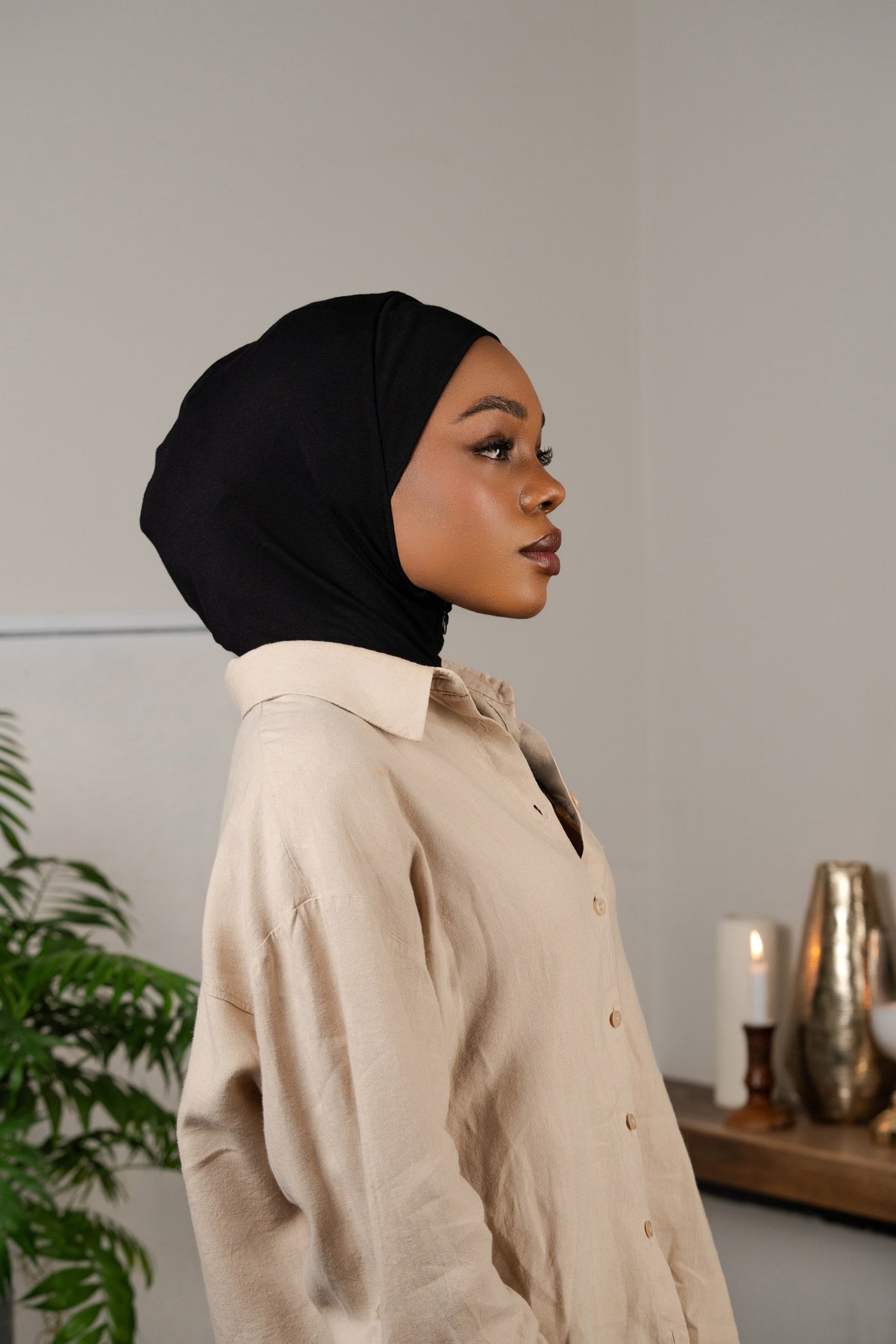 Hijab mit Reißverschluss – schwarz
