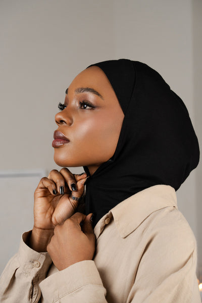 Hijab mit Reißverschluss – schwarz