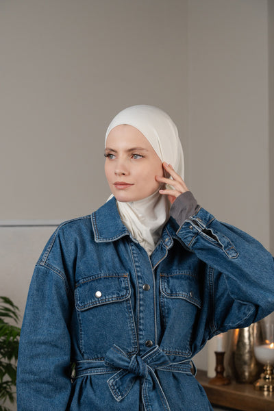 3in1 praktischer Hijab - weiß