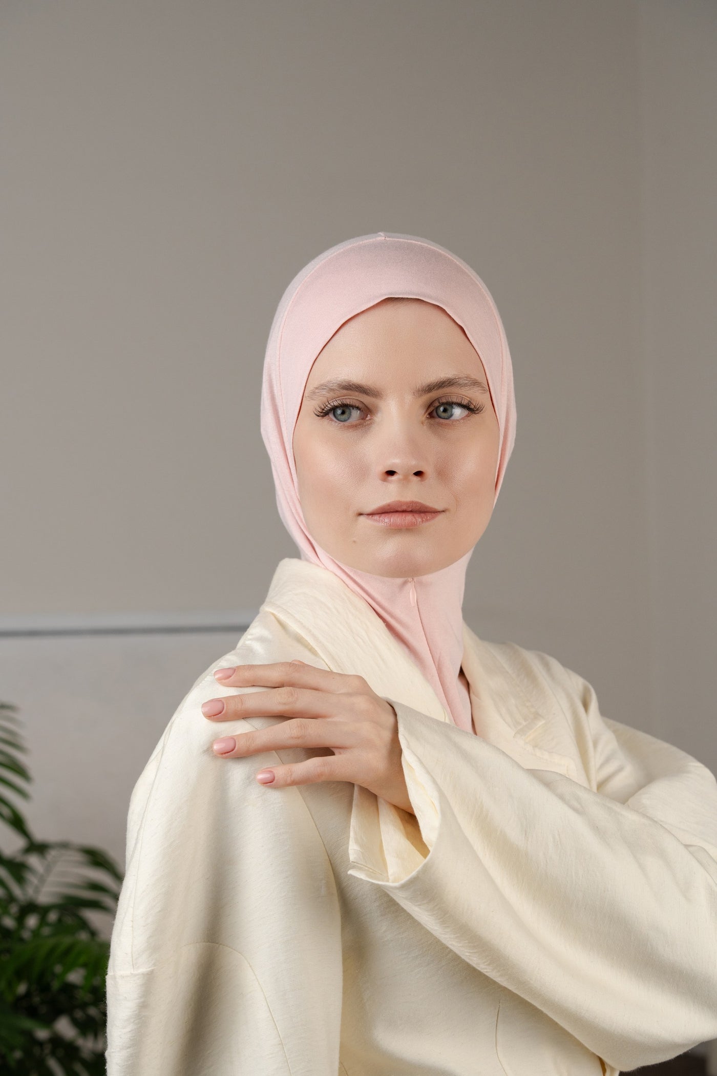 Hijab zippé - rose pâle