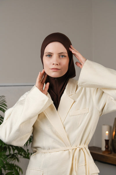 Hijab mit Reißverschluss – dunkelbraun