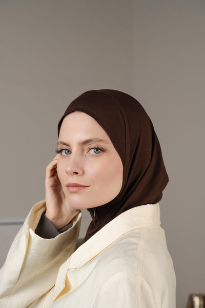 Hijab mit Reißverschluss – dunkelbraun