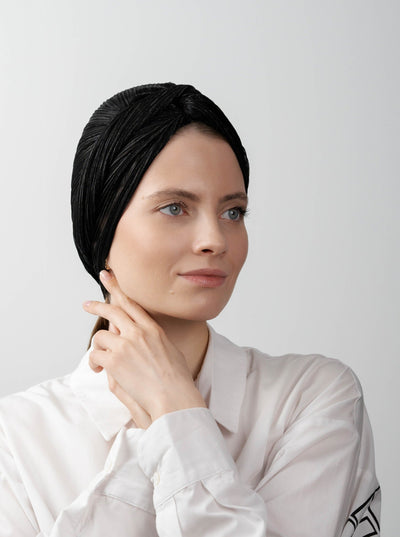 Schimmernder praktischer Turban - schwarz