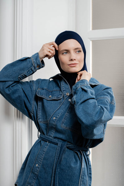 Hijab zippé - bleu marine