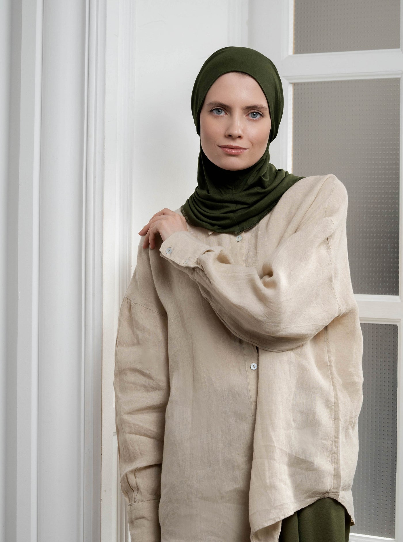 3in1 praktischer Hijab - armeegrün