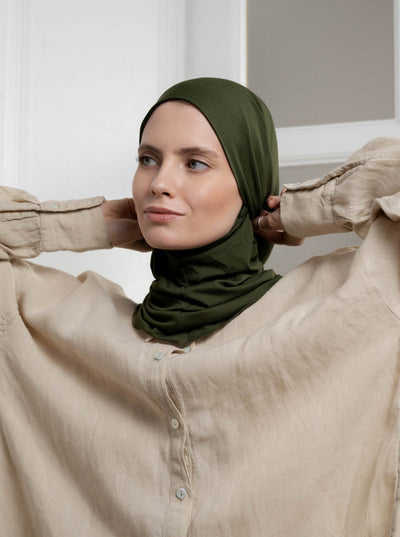 3in1 praktischer Hijab - armeegrün