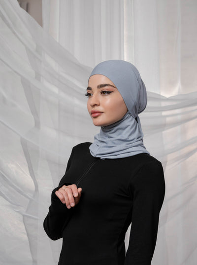 3in1 praktischer Hijab - hellgrau