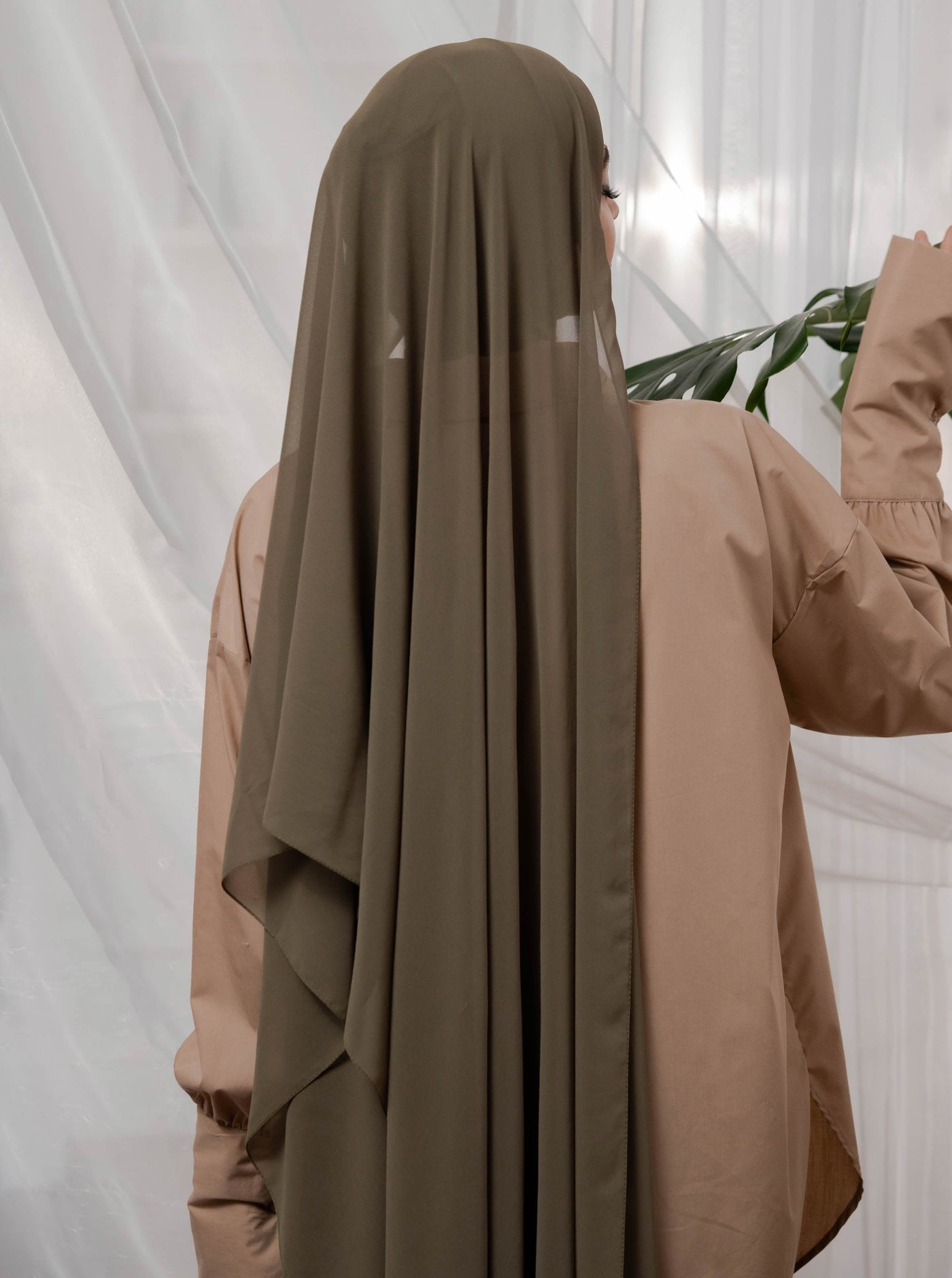 Hijab instantané en mousseline avec foulard intégral - noir