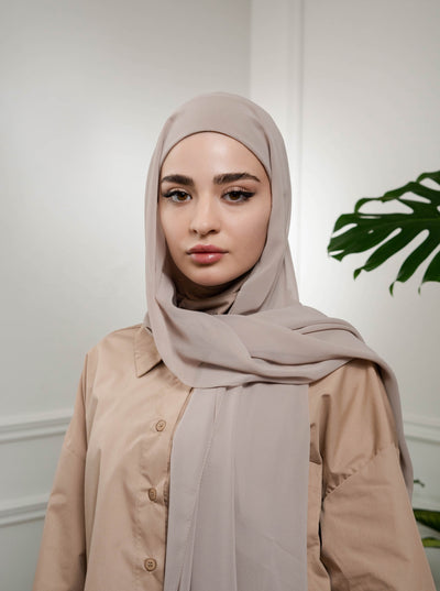 Fertiger Chiffon hijab mit full-coverage Bonnet – greige