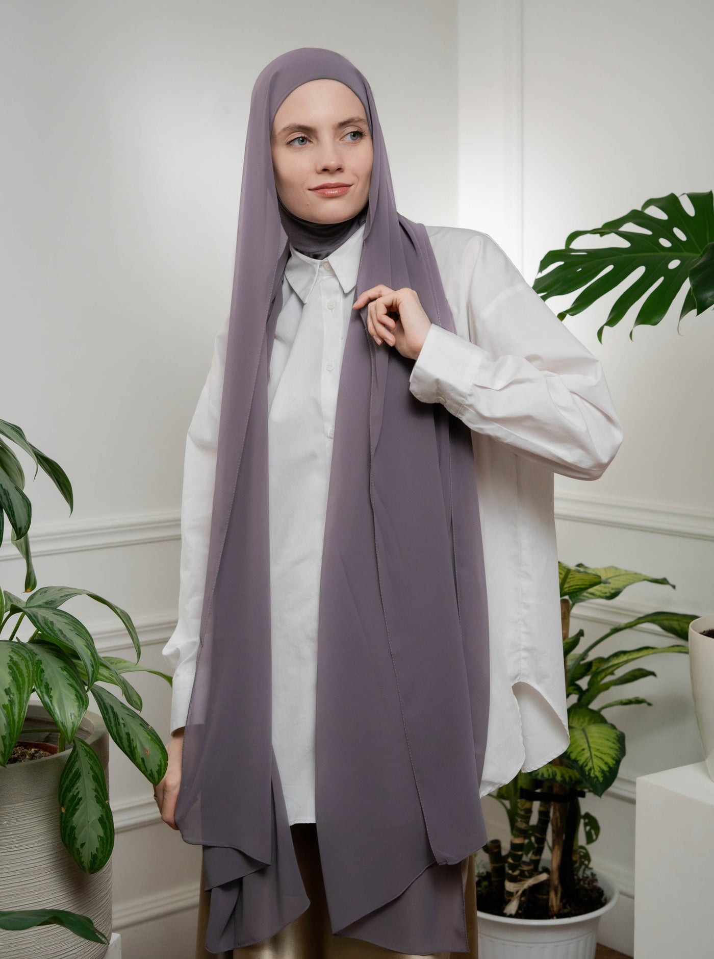 Hijab instantané en mousseline avec foulard intégral - noir