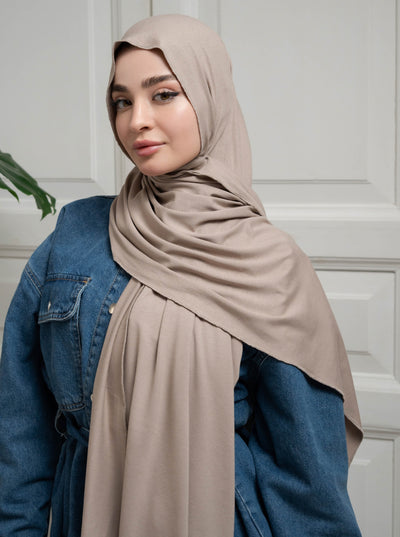 Ultraweicher Jersey-Hijab – Taupe