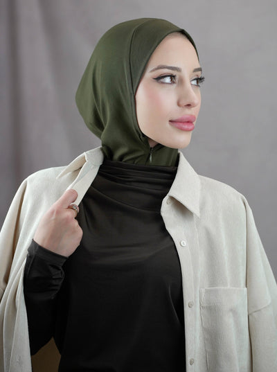 Hijab mit Reißverschluss – armeegrün