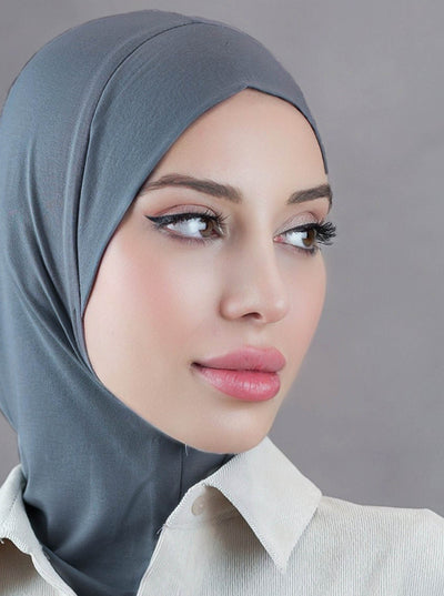 Hijab mit Reißverschluss – blaugrau