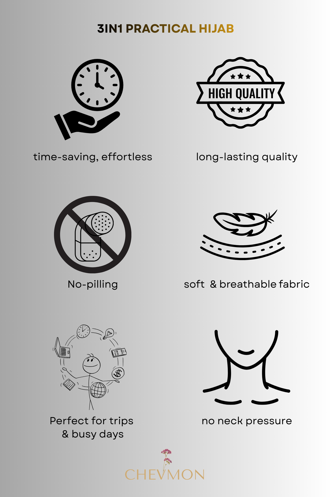 3in1 practical hijab - lilac