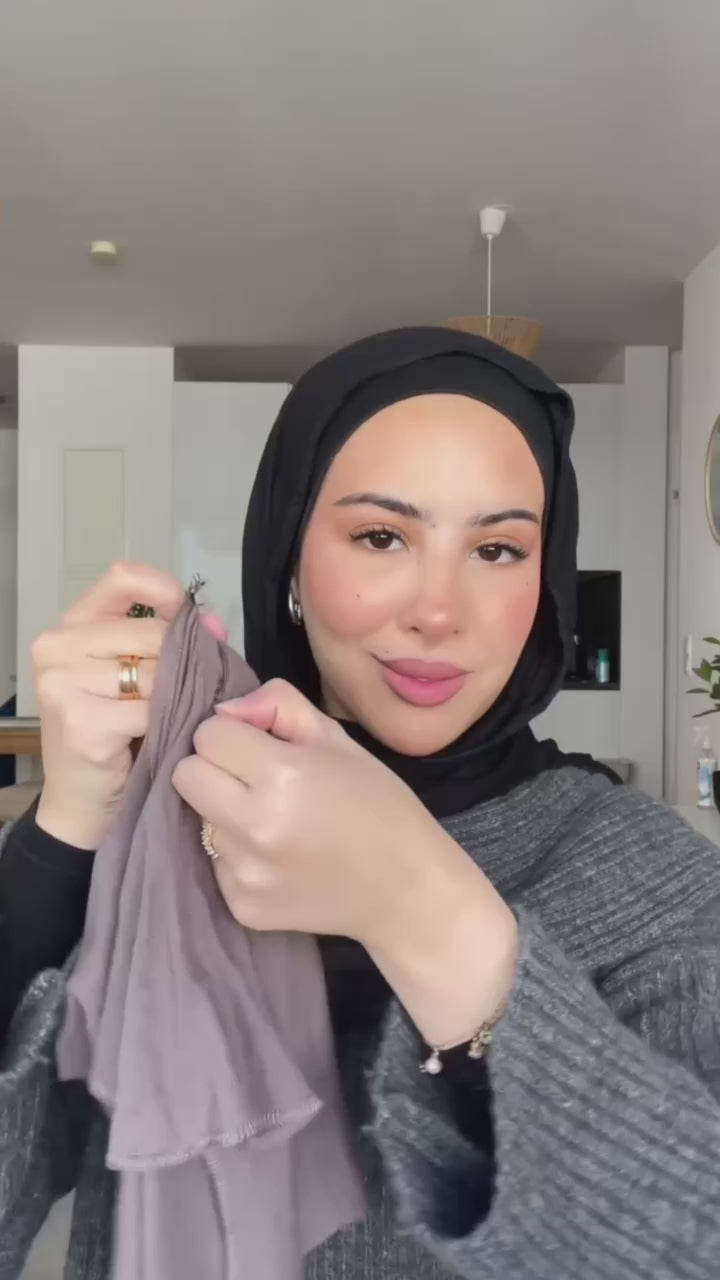 Hijab mit Reißverschluss – blaugrau