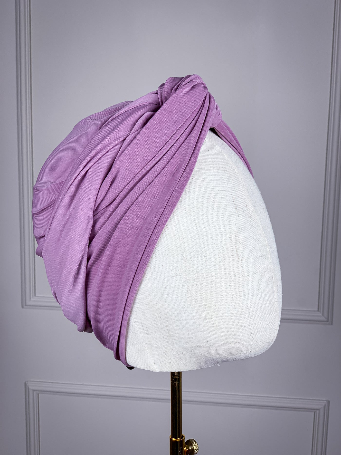 Turban pratique en jersey avec perles blanches - lilas
