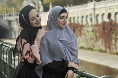 Praktischer Hijab - Mousseline - gris