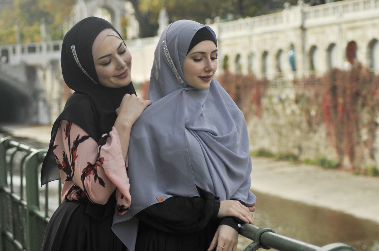 Praktischer Hijab - Mousseline de soie - melon